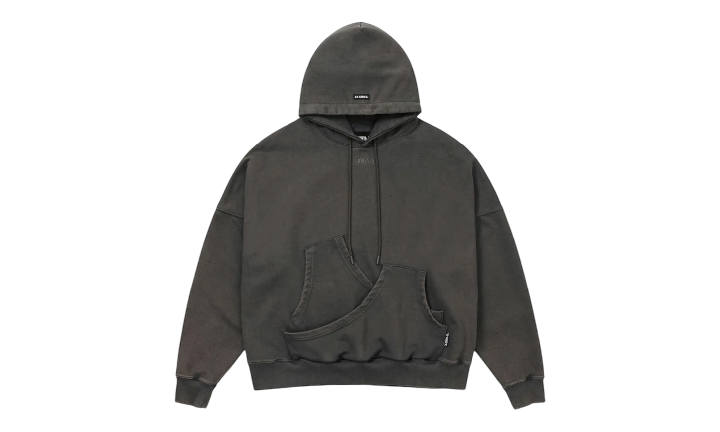 AJOBYAJO Curve Pocket Washed Charcoal Hoodie