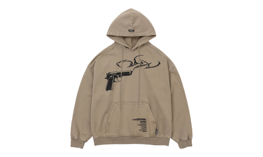 AJOBYAJO Gun Shot Washed Beige Hoodie