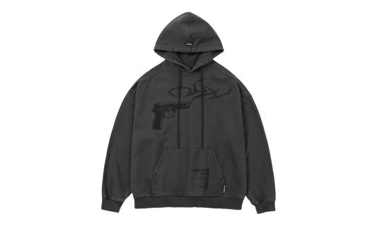 AJOBYAJO Gun Shot Washed Charcoal Hoodie