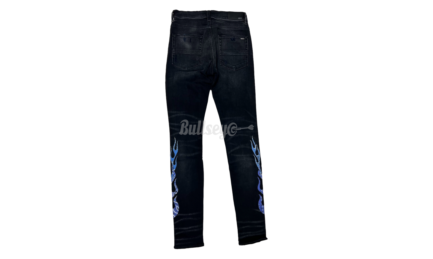 Amiri Bandana Blue Flame Clay Indigo Black Jeans