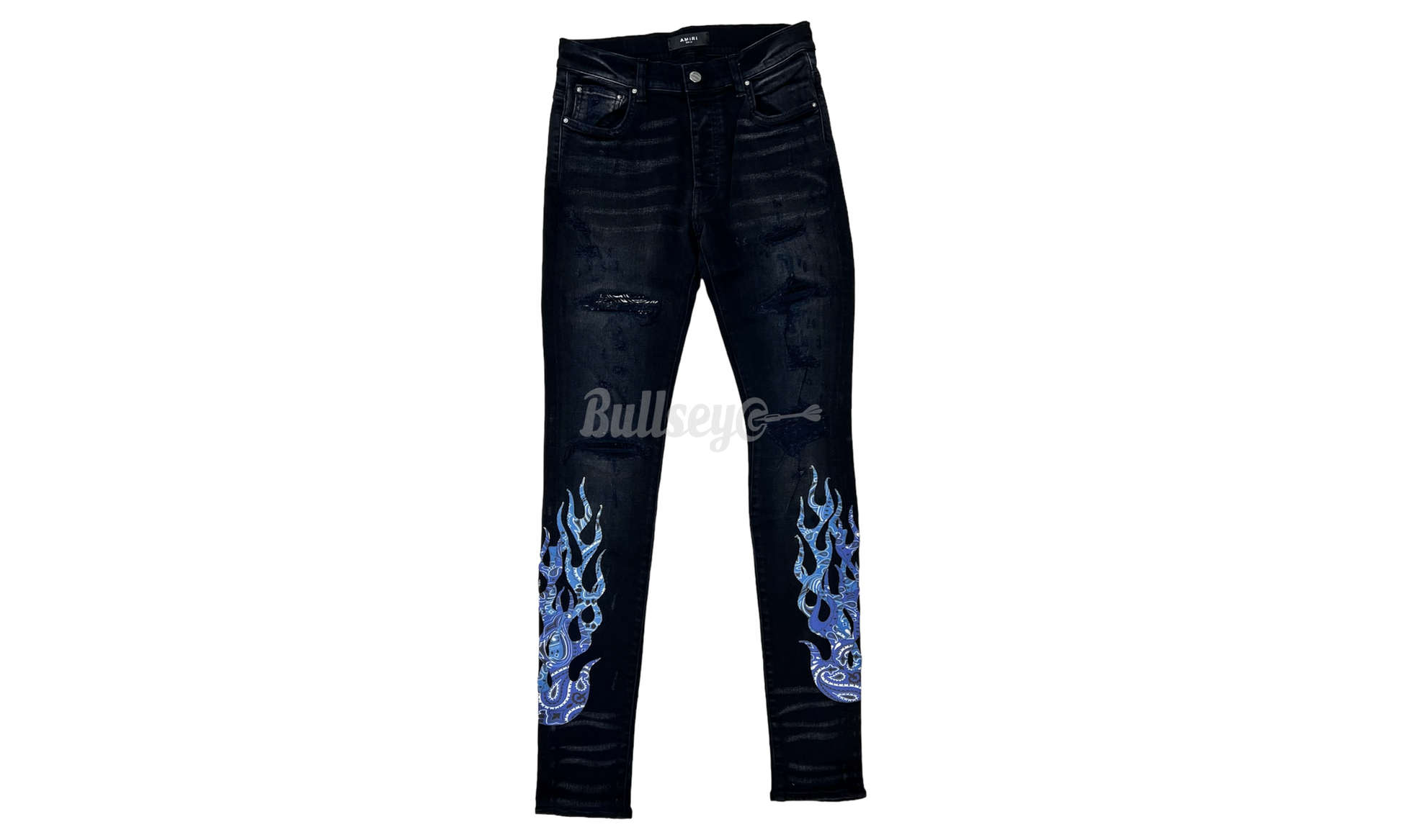 Amiri Bandana Blue Flame Clay Indigo Black Jeans-Bullseye Sneaker Boutique