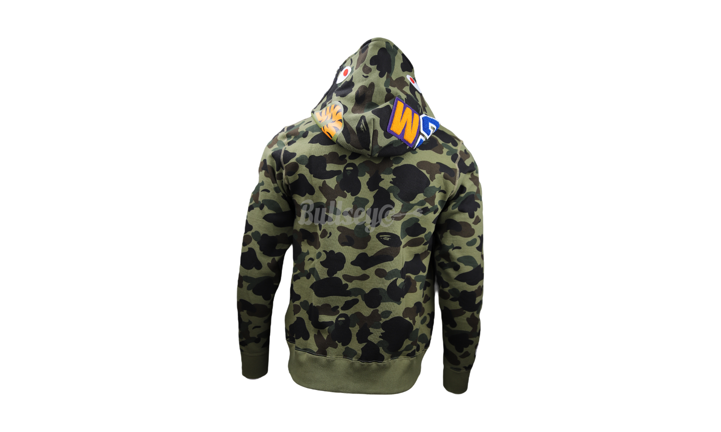 Bape ABC Dark Green Camo Shark Full Zip Hoodie