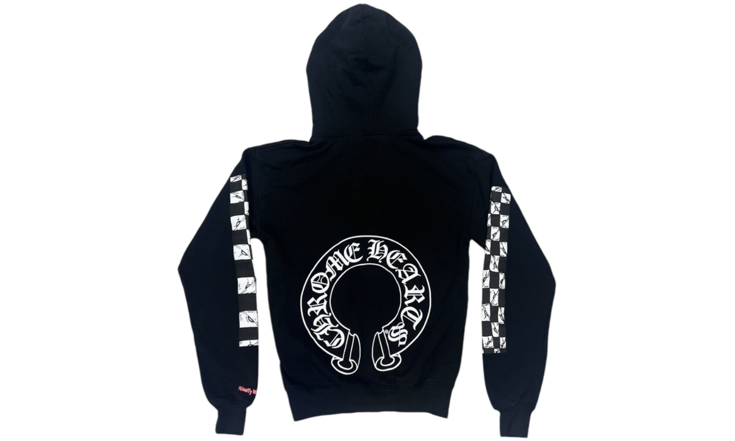 Chrome Hearts Chomper Leather Patch Double Hooded Black Hoodie