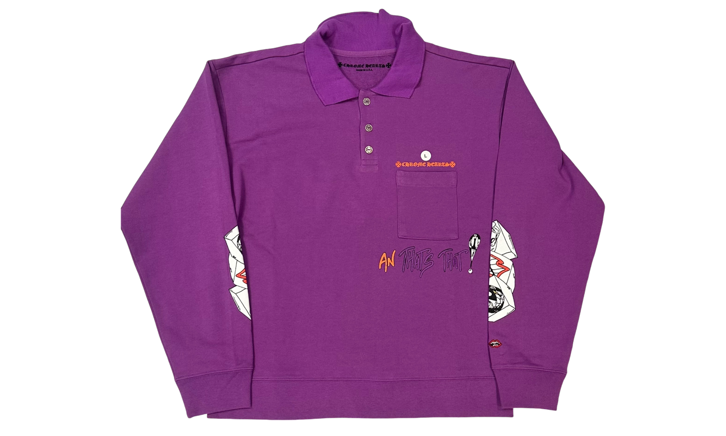 Chrome Hearts Matty Boy "I Want More Not Less Purple" Longsleeve Polo T-Shirt