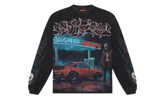 GodSpeed Pitstop Black Wash Long Sleeve T-Shirt-Bullseye Sneaker Boutique