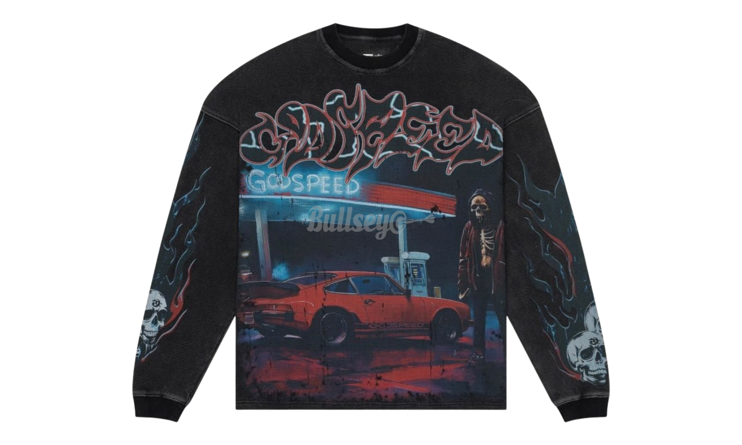 GodSpeed Pitstop Black Wash Thermal Long Sleeve T-Shirt-Bullseye Sneaker Boutique