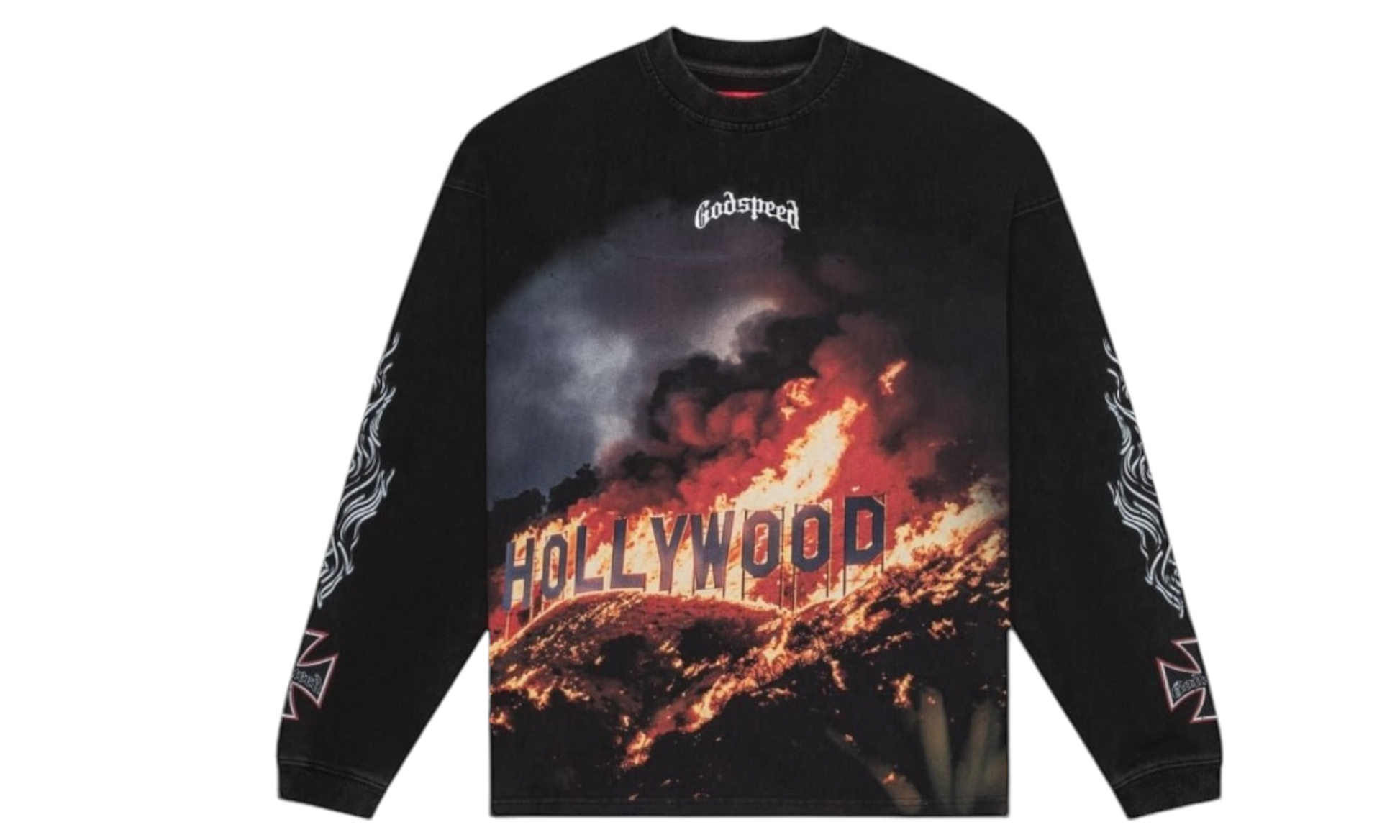 Godspeed Hollywood Inferno Washed Black Longsleeve T-Shirt-Bullseye Sneaker Boutique