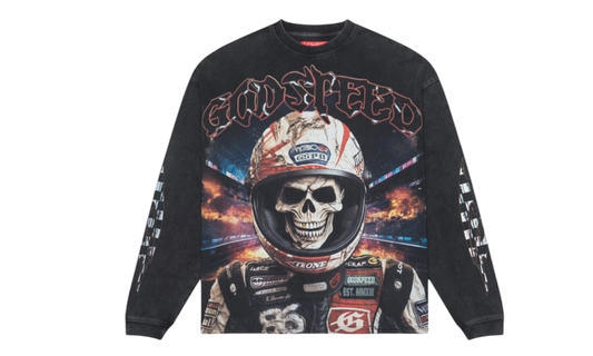 Godspeed Racer Goldie Washed Black Longsleeve T-Shirt-Bullseye Sneaker Boutique