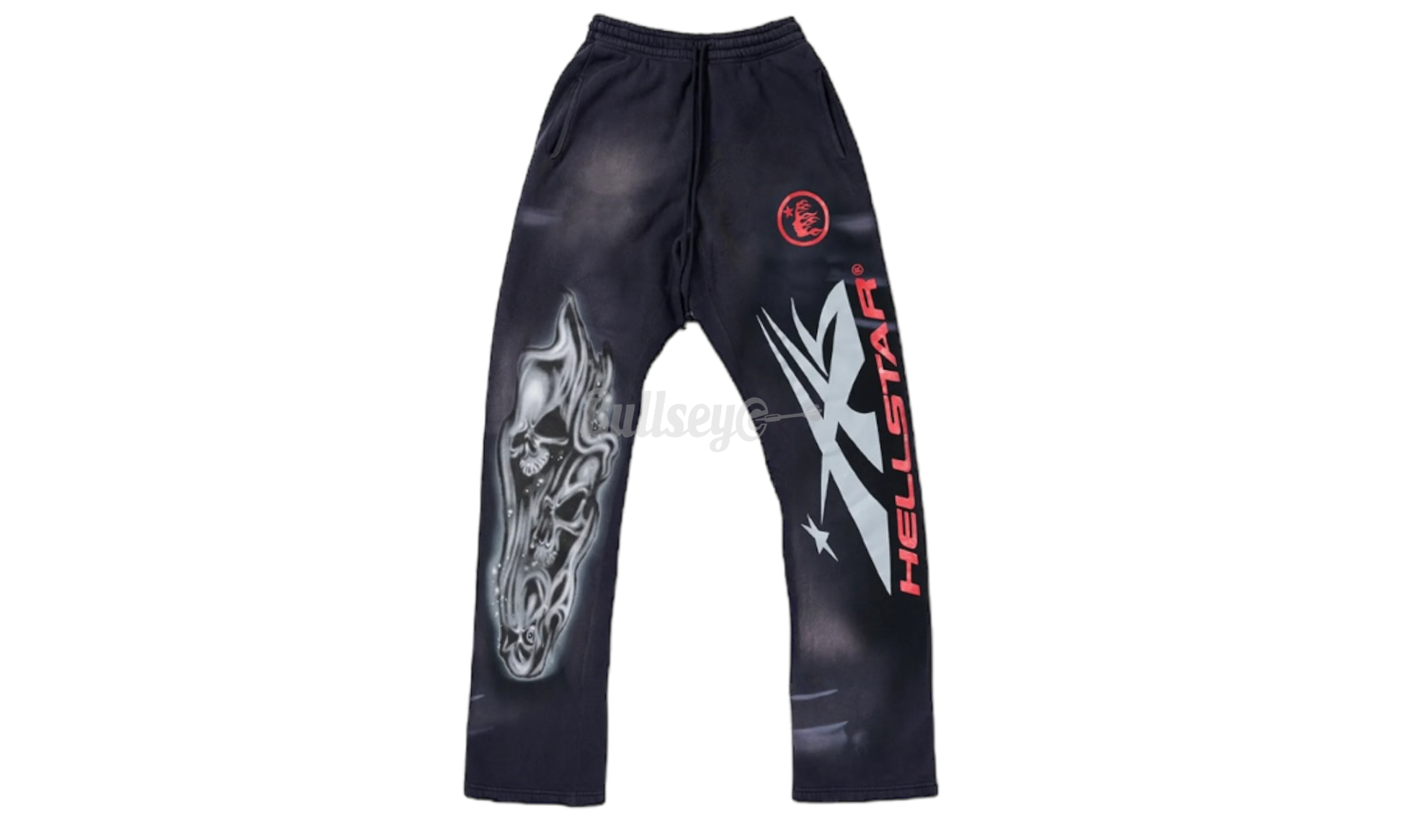 Hellstar Airbrushed Skull Black Flare Bottom Sweatpants-Bullseye Sneaker Boutique