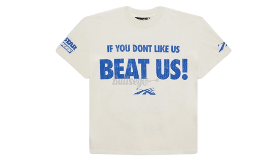 Hellstar Beat Us! White/Blue T-Shirt-Bullseye Sneaker Boutique