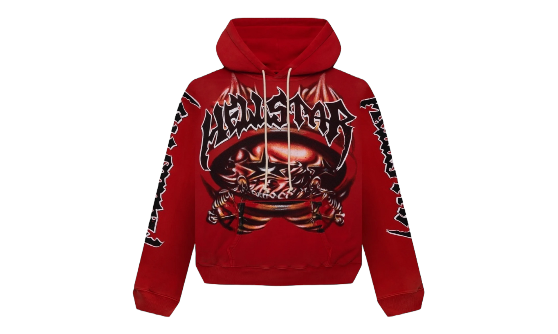 Hellstar Halloween Skeleton Airbrushed Red Hoodie-Bullseye Sneaker Boutique