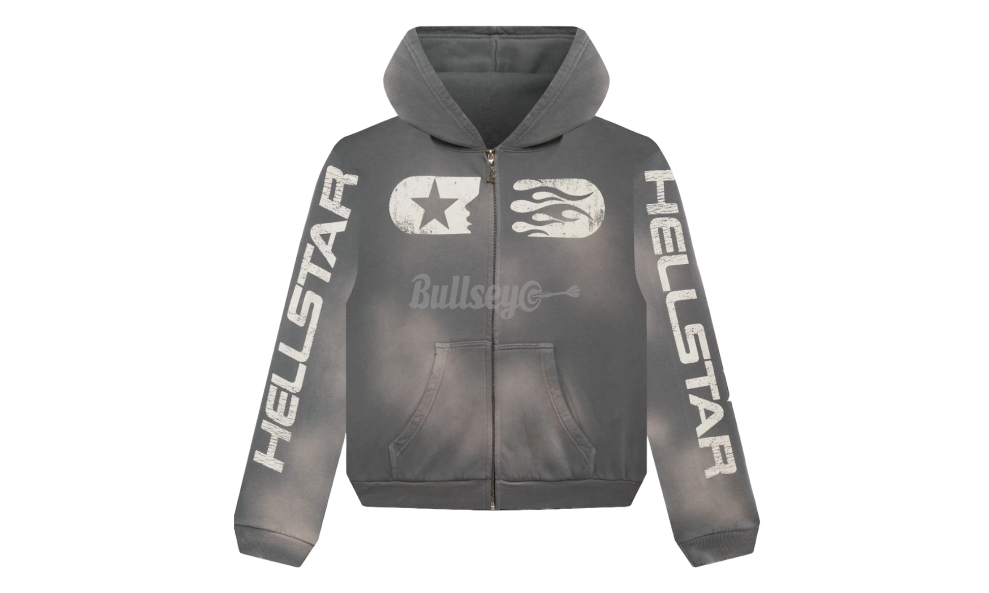 Hellstar Studios Grey Zip-Up Hoodie-Bullseye Sneaker Boutique