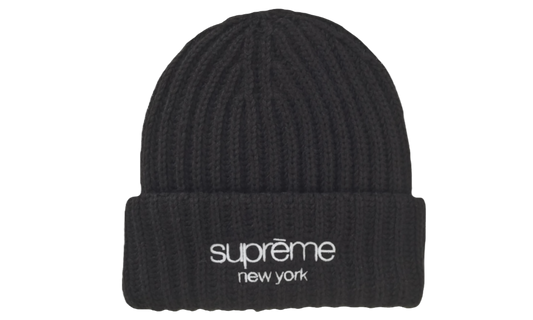 Supreme Classic Logo Chunky Ribbed Beanie Black (FW24)