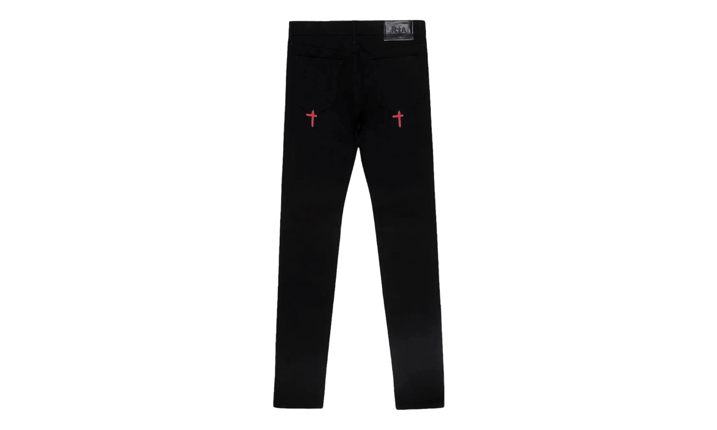 RTA Bryant Black Red R.I.P Jeans