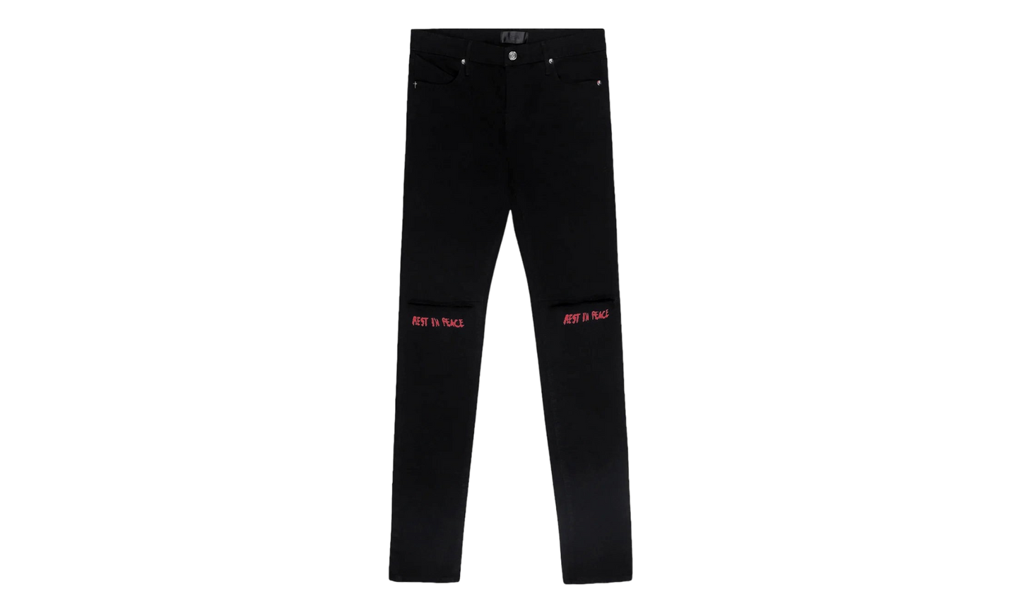 RTA Bryant Black Red R.I.P Jeans