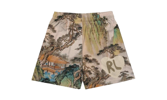 Red Letters "Japanese Tree House" Mesh Shorts