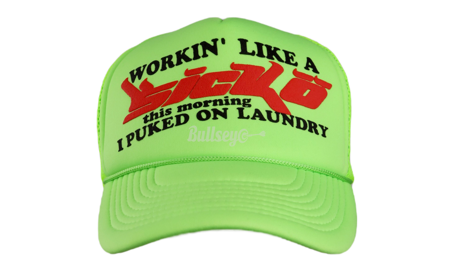 Sicko Working Like A Sicko Neon Trucker Hat-Bullseye Sneaker Boutique