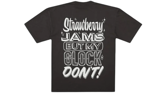 Strawberry Jams But My Glock Don't Rcade Washed Black T-Shirt