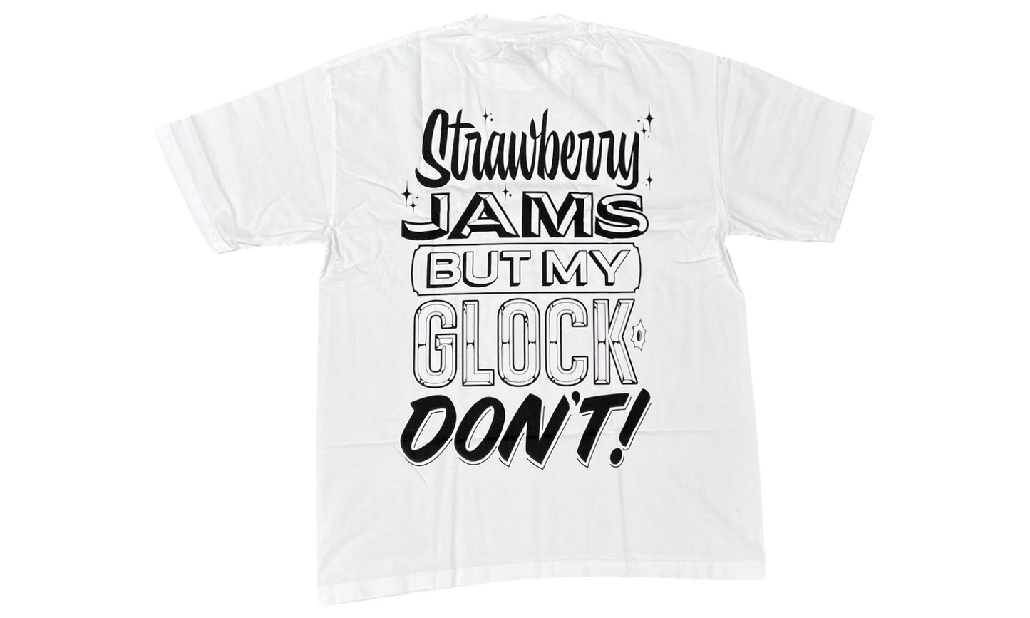 Strawberry Jams But My Glock Don't Rcade White T-Shirt