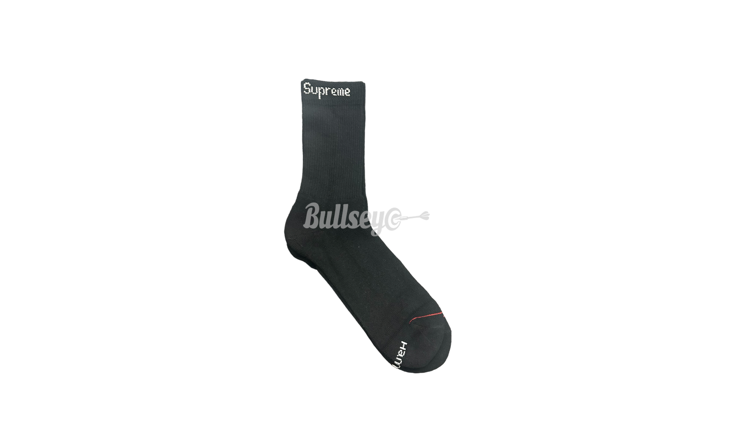 Supreme Hanes Crew Socks (Single Pack) Black-Bullseye Sneaker Boutique