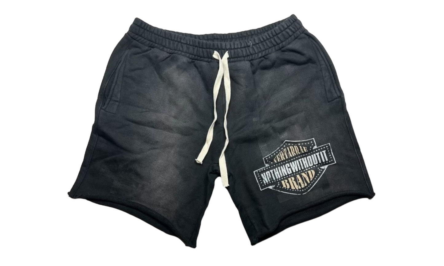 Vertabrae Double Emblem Black Shorts