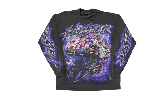 Hellstar Studios Brain Helmet Black Longsleeve T-Shirt-Bullseye Sneaker Boutique